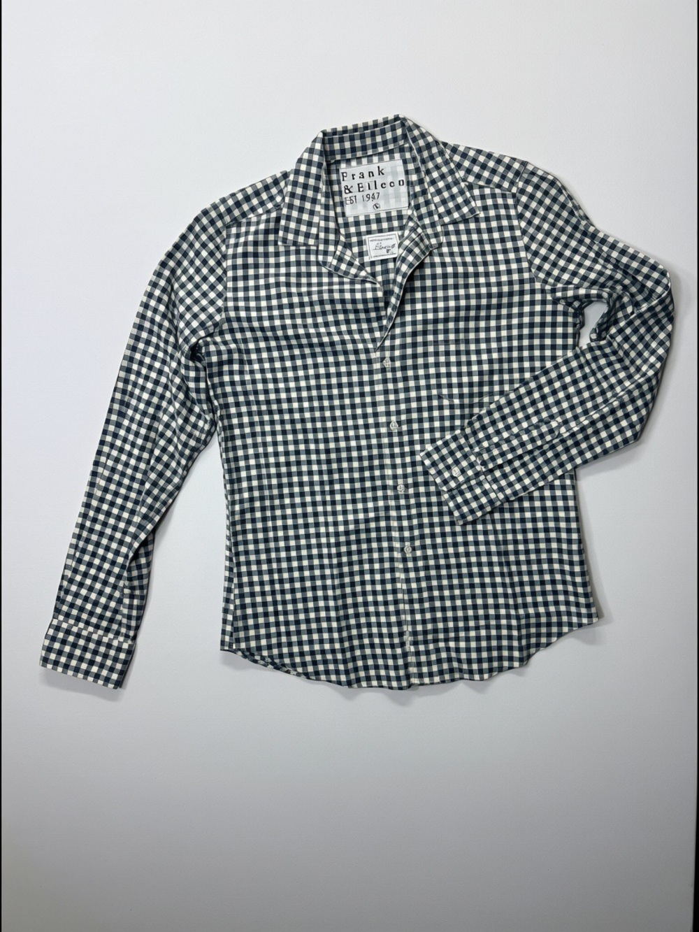 Frank & Eileen Barry Gray and White Gingham Button-Down Shirt Size Small - Picture 5 of 12
